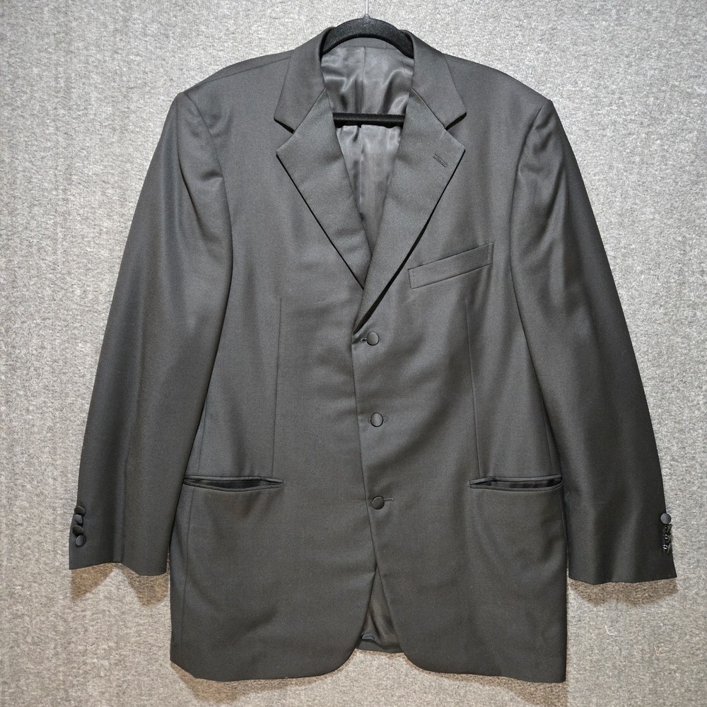Ermenegildo Zegna Men's Black 3 Button Tuxedo Jacket Blazer Size 44 Long